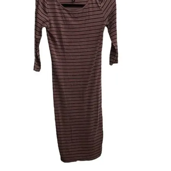 Cotton On Brown With Black Striped Bodycon Style Dress Size XS